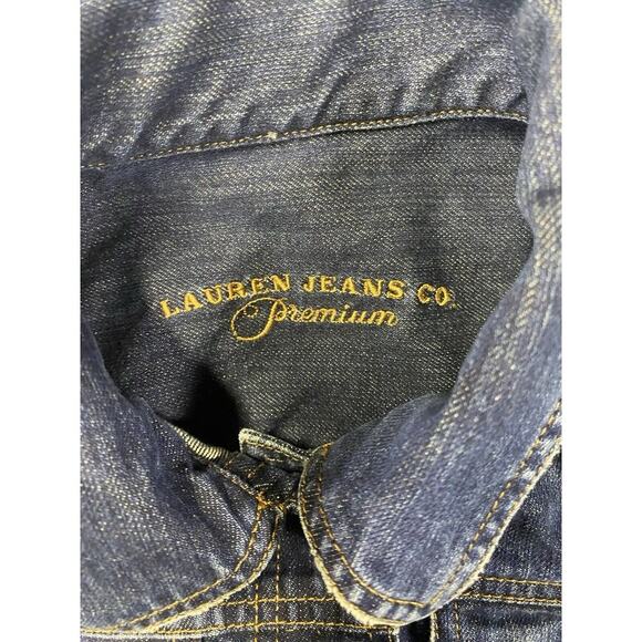 Lauren Jeans Co. Premium Jean Jacket Womens Small Petite Blue 100% Cotton - Picture 6 of 12